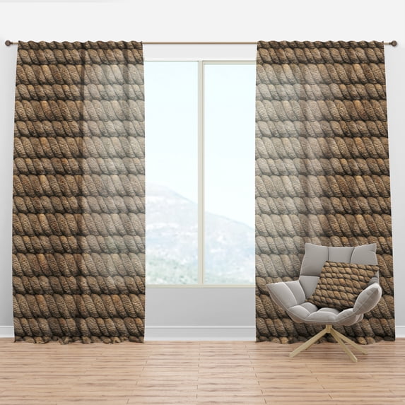 Designart 'Hemp Rope Pattern' Farmhouse Curtain Panel