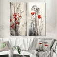 thumbnail image 1 of Designart "Herb Garden s Splendor in Red and Grey II" Floral Wall Art Set Of 2 - Red Floral Canvas Set For Living Room Decor, 1 of 7
