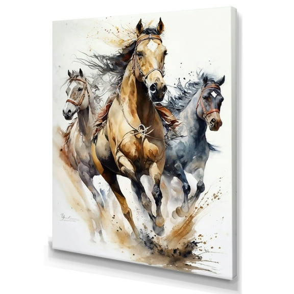Designart Herd Of Horses Running II Canvas Wall Art