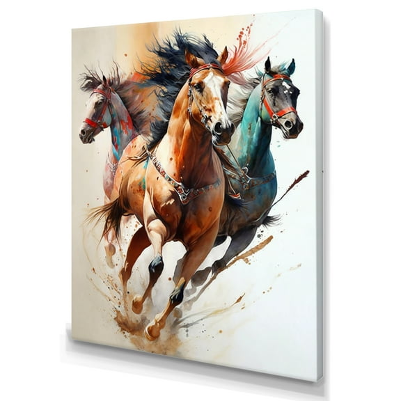 Designart Herd Of Horses Running III Canvas Wall Art