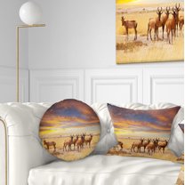 Designart Herd of Antelope in Etosha Park - African Landscape Printed Throw Pillow - 12x20