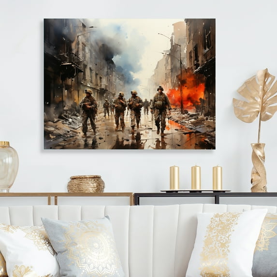 Designart "Heroes In Action Bravery Unveiled I" Fireman Metal Wall Art Prints