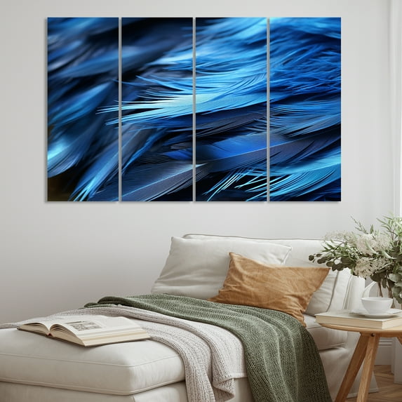 Designart "Heron Feathers of Light Blue Bird Serenity I" Animals Metal Wall Decor Set