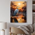 thumbnail image 1 of Designart "Heron Silent Waters Painting II" Animals Floater Framed Wall Art Print, 1 of 7