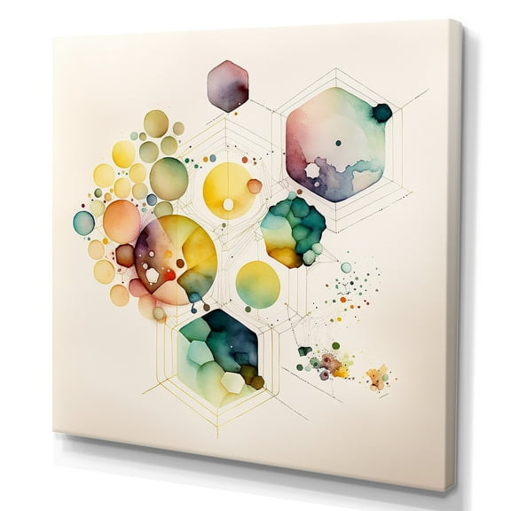 Designart Hexagon And Circular Abstract I Canvas Wall Art