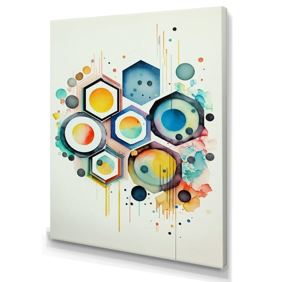 Designart Hexagon And Circular Abstract III Canvas Wall Art