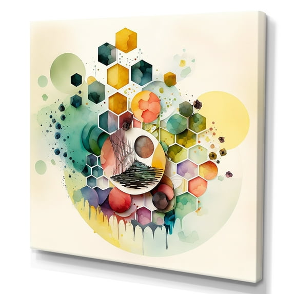 Designart Hexagon And Circular Abstract IV Canvas Wall Art
