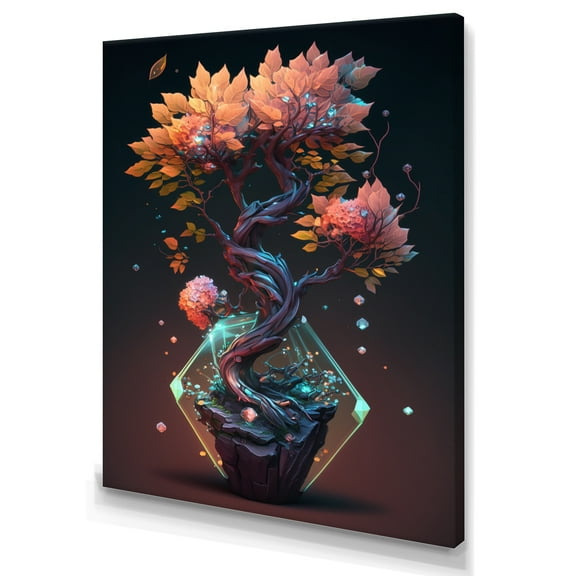 Designart Hexagon Bonsai Tree III Canvas Wall Art