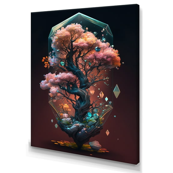 Designart Hexagon Bonsai Tree IV Canvas Wall Art