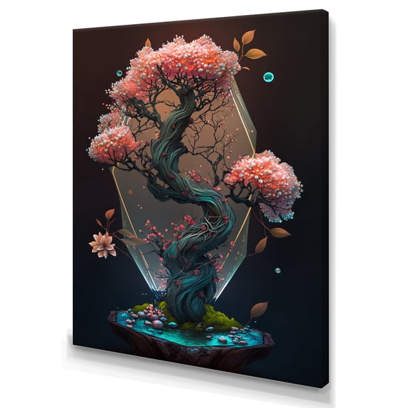 Designart Hexagon Bonsai Tree V Canvas Wall Art