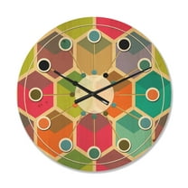Designart 'Hexagon Retro Pattern I' Mid-Century Modern Wood Wall Clock