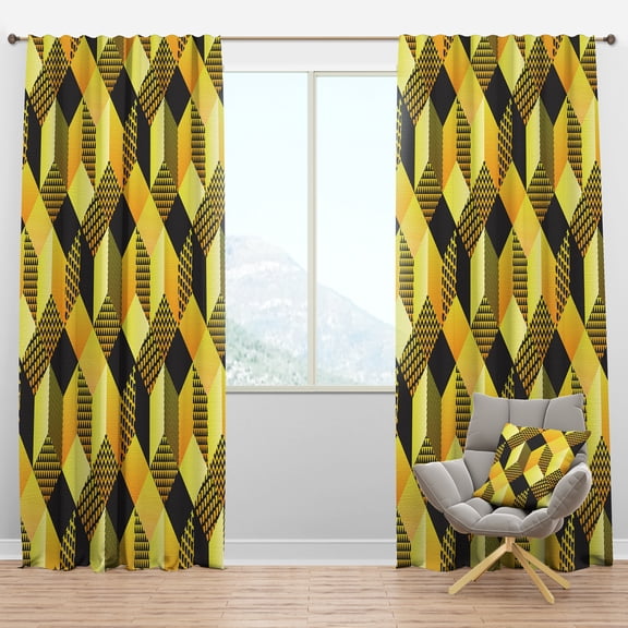 Designart 'Hexagon Retro Pattern II' Mid-Century Modern Blackout Curtain Panel