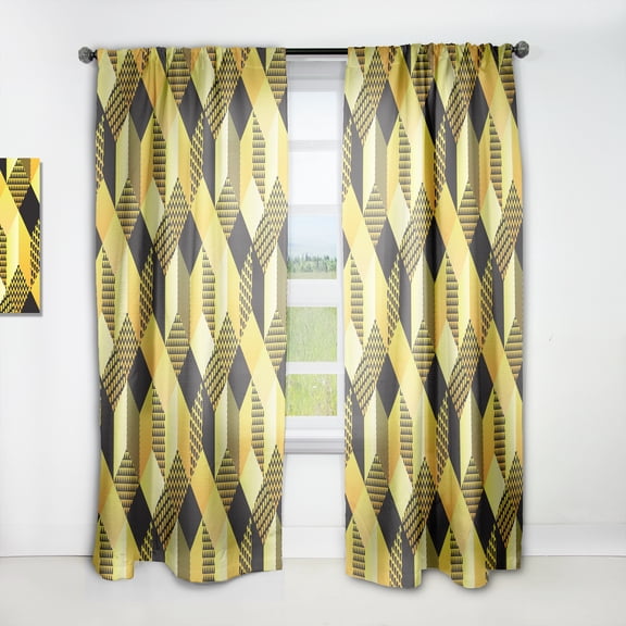Designart 'Hexagon Retro Pattern II' Mid-Century Modern Curtain Panel
