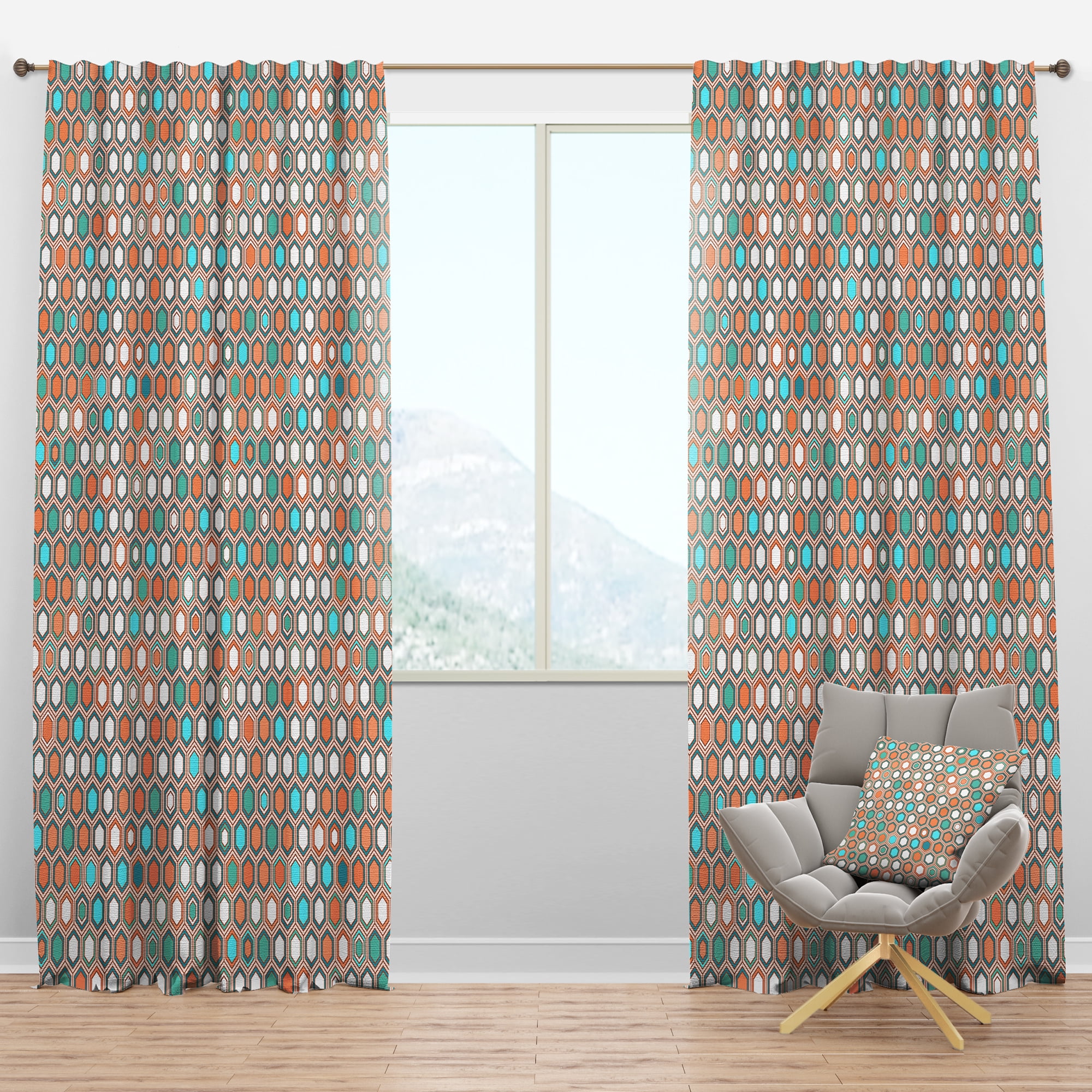 Designart 'Hexagon Retro Pattern III' Mid-Century Modern Blackout Curtain Panel