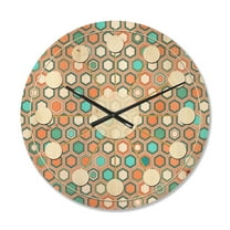 Designart 'Hexagon Retro Pattern III' Mid-Century Modern Wood Wall Clock