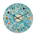 thumbnail image 1 of Designart 'Hexagon Retro Pattern IV' Mid-Century Modern Wood Wall Clock, 1 of 5