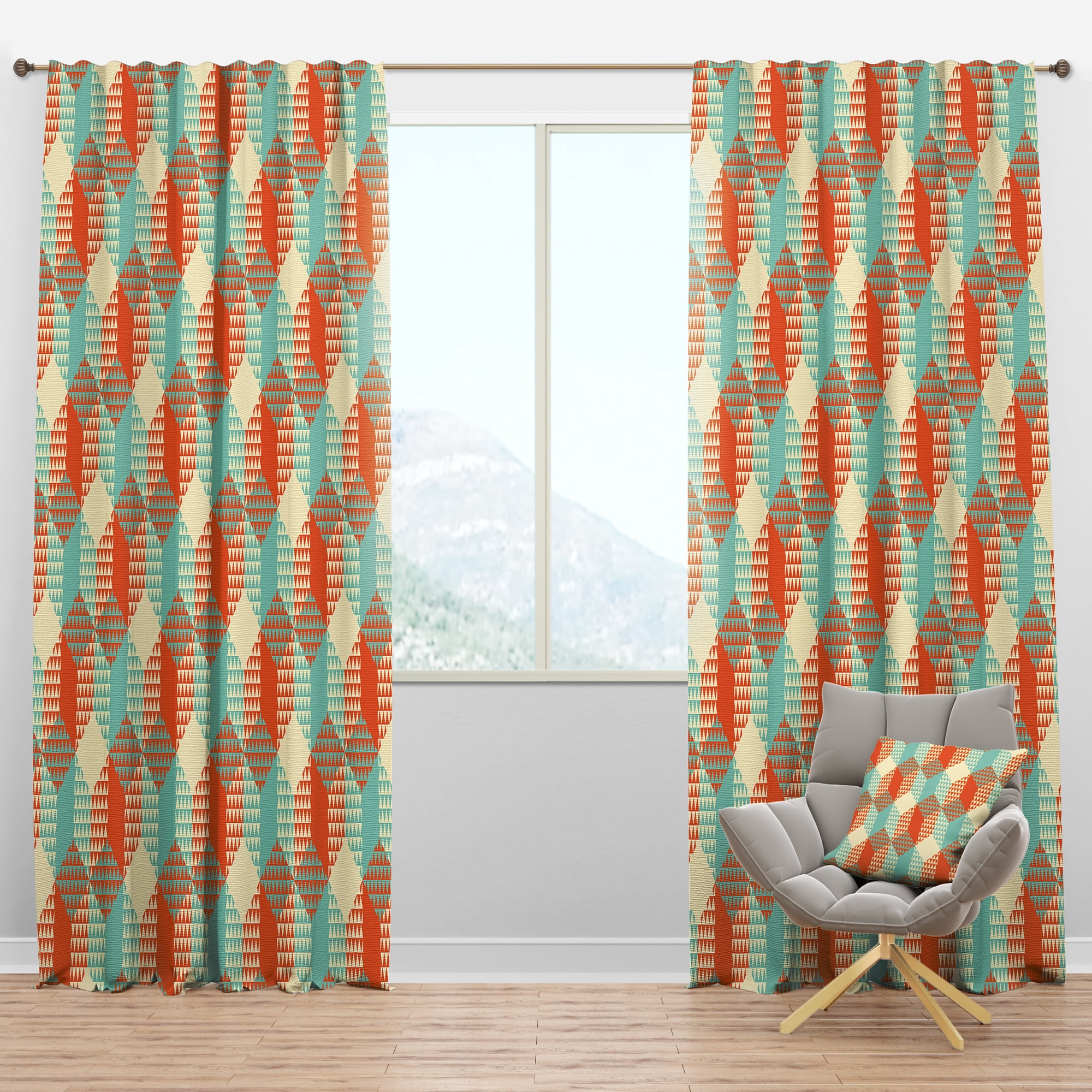 Designart 'Hexagon Retro Pattern V' Mid-Century Modern Blackout Curtain Panel