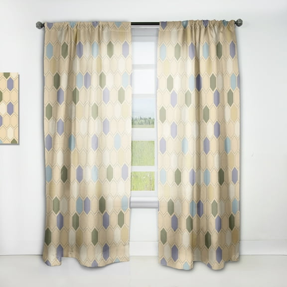 Designart 'Hexagon Retro Pattern VI' Mid-Century Modern Curtain Panel