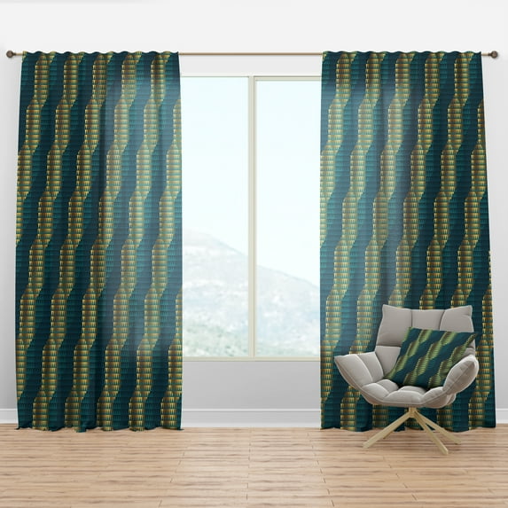 Designart 'Hexagon Retro Pattern VII' Mid-Century Modern Curtain Panel