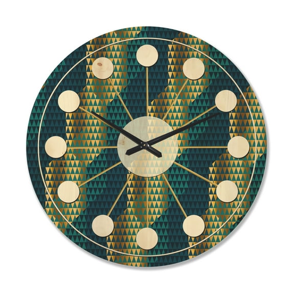 Designart 'Hexagon Retro Pattern VII' Mid-Century Modern Wood Wall Clock