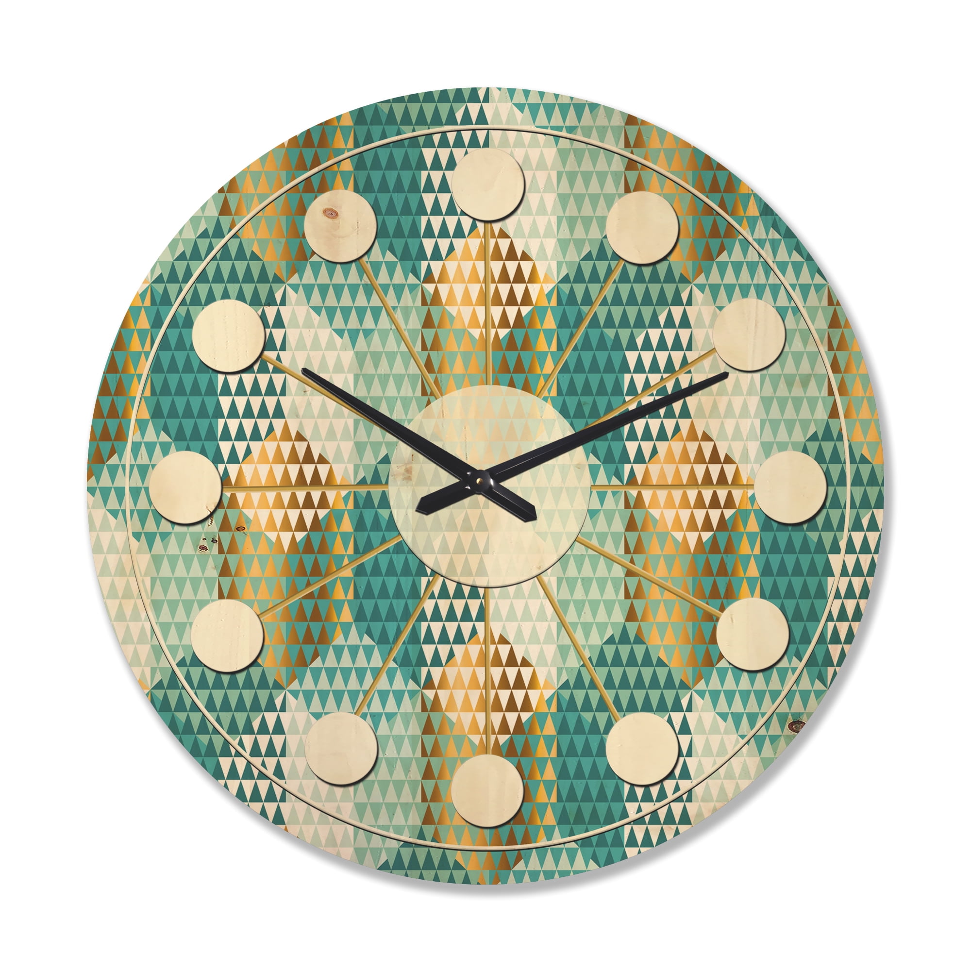 Designart 'Hexagon Retro Pattern VIII' Mid-Century Modern Wood Wall Clock