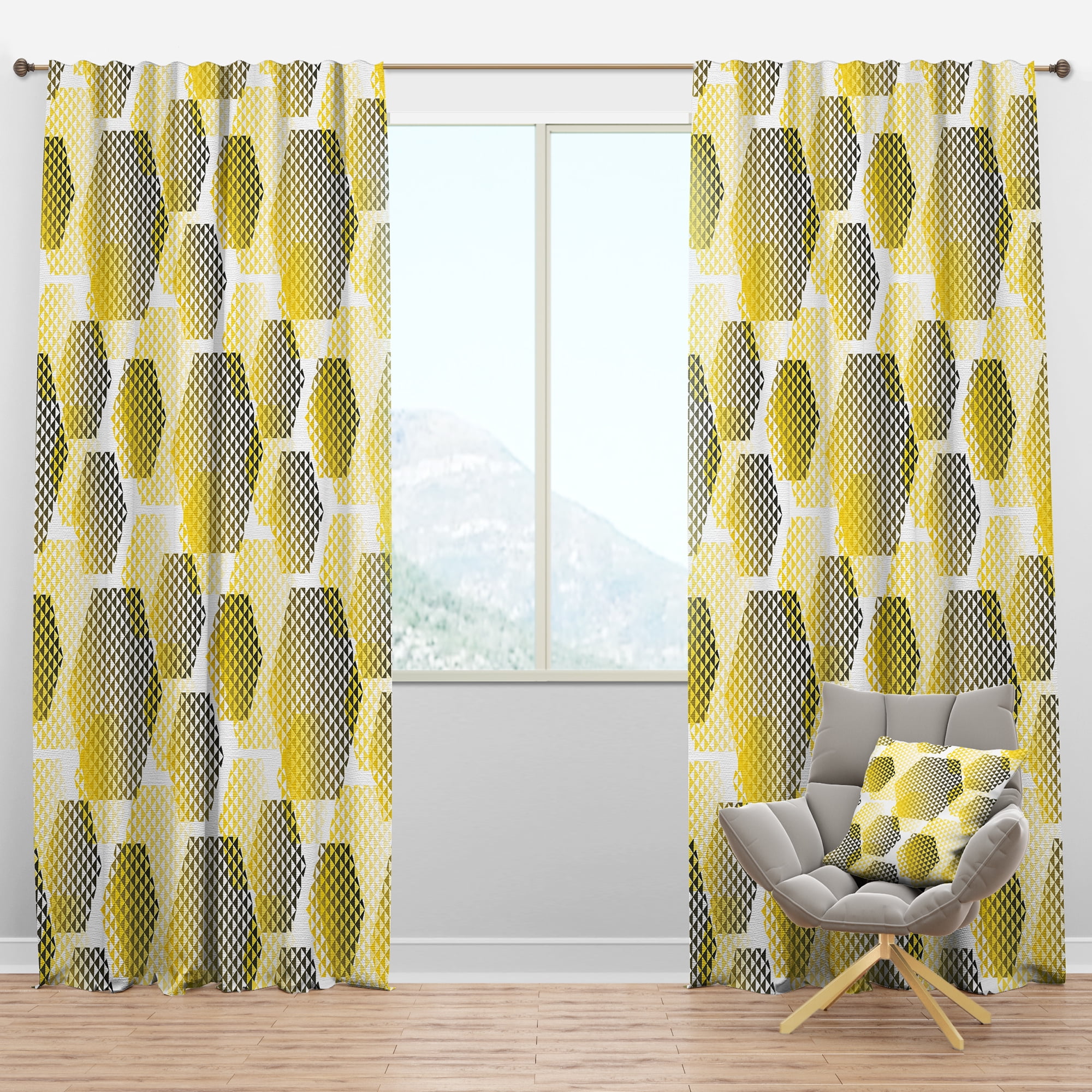 Designart 'Hexagon Retro Pattern XI' Mid-Century Modern Blackout Curtain Panel