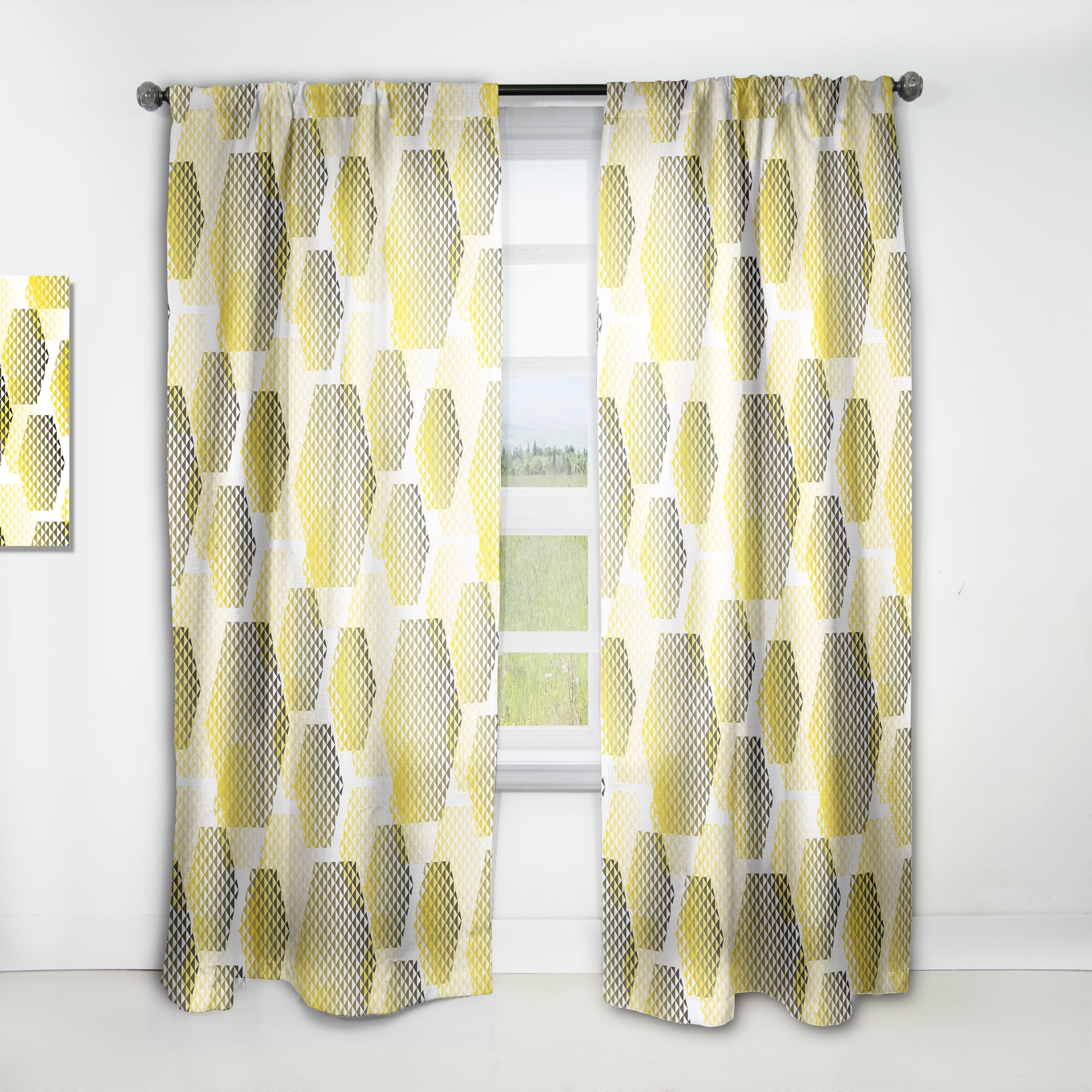 Designart 'Hexagon Retro Pattern XI' Mid-Century Modern Curtain Panel