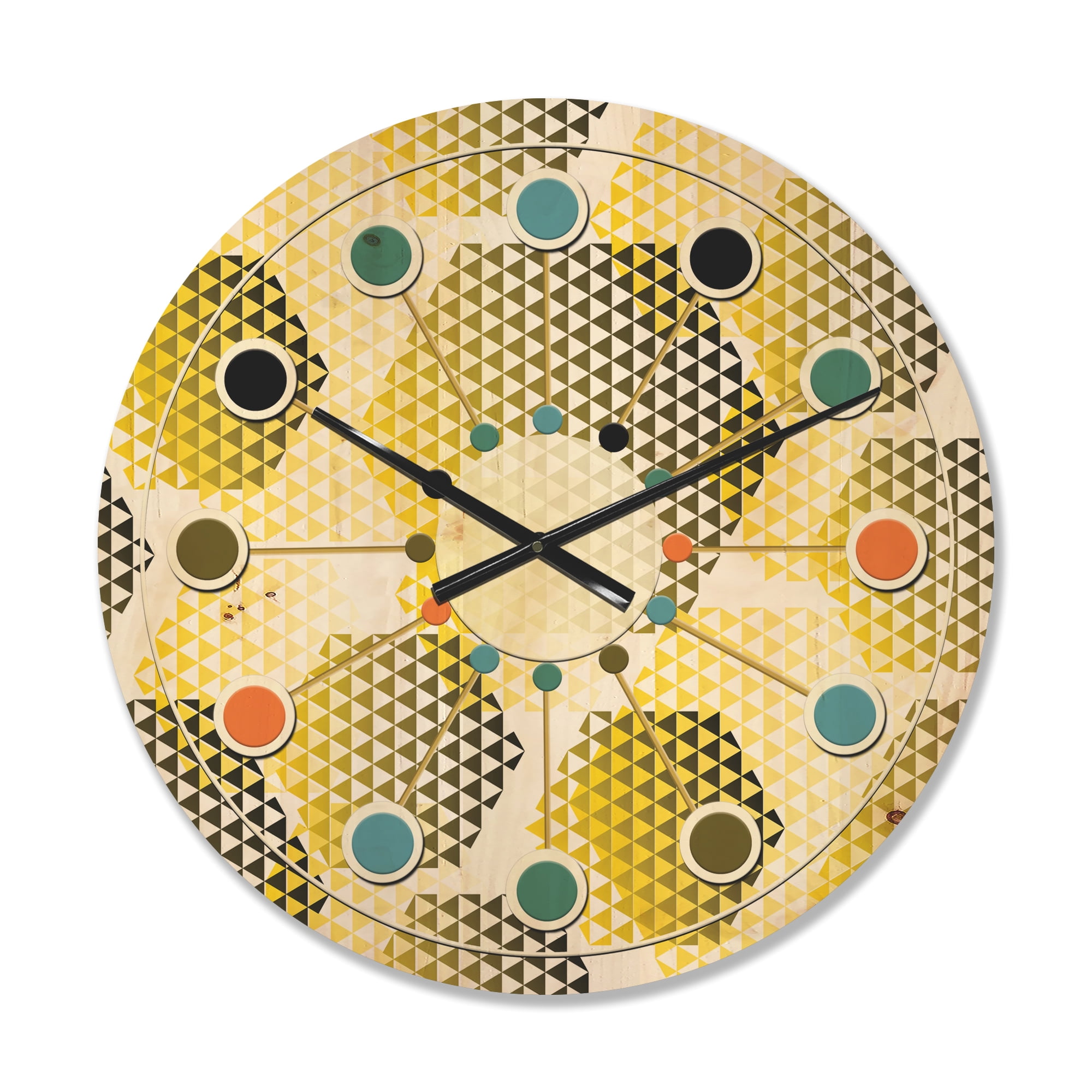 Designart 'Hexagon Retro Pattern XI' Mid-Century Modern Wood Wall Clock