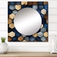 thumbnail image 1 of Designart "Hexagonal Harmony In Beige And Blue" 0 Square Mirror Wall Decor Modern - Large Blue Square Bathroom Mirror - Square Printed Wall Mirror Art, 1 of 5
