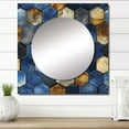 thumbnail image 1 of Designart "Hexagonal Symmetry In Grey And Blue" 0 Blue Large Square Mirror - Square Bedroom Mirror Printed Wall Decor - Modern Square Printed Wall Mirror Art, 1 of 5
