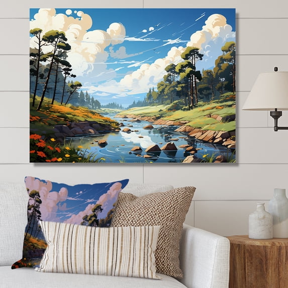 Designart "Hidden Gem Of The Forest" Landscape Forest River Wall Art Prints