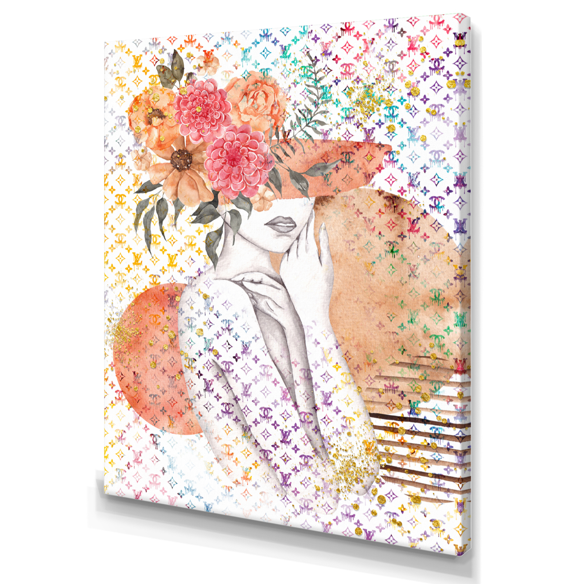 Designart High End Female Floral Sketch II Canvas Wall Art