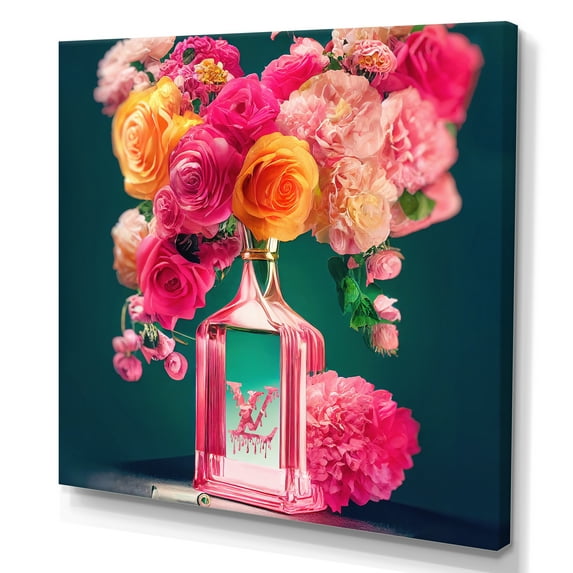 Designart High Fashion Perfume Bottle Vase With Flowers I Canvas Wall Art