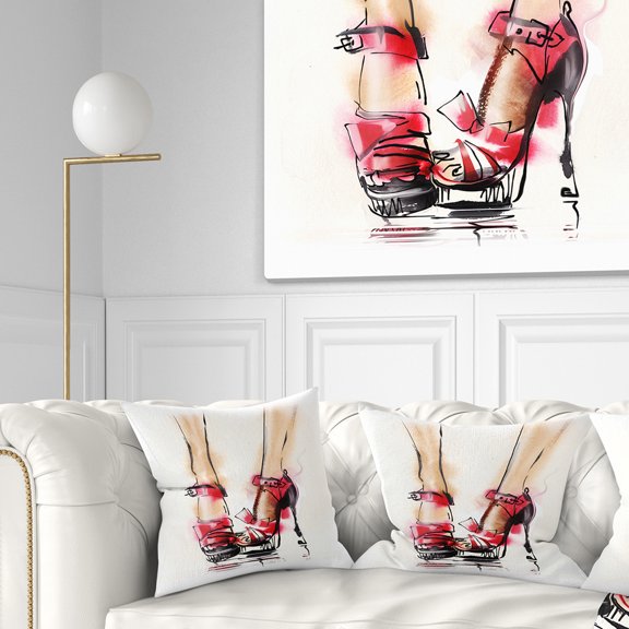 Designart High Heel Fashion Shoes - Abstract Throw Pillow - 16x16