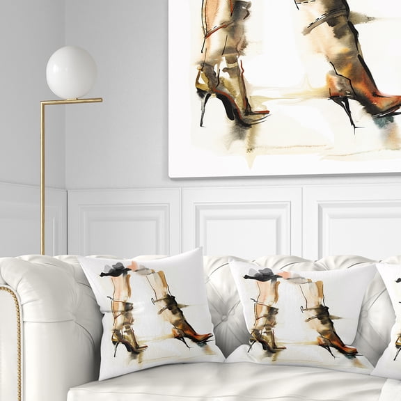 Designart High Heel Shoes - Abstract Throw Pillow - 16x16
