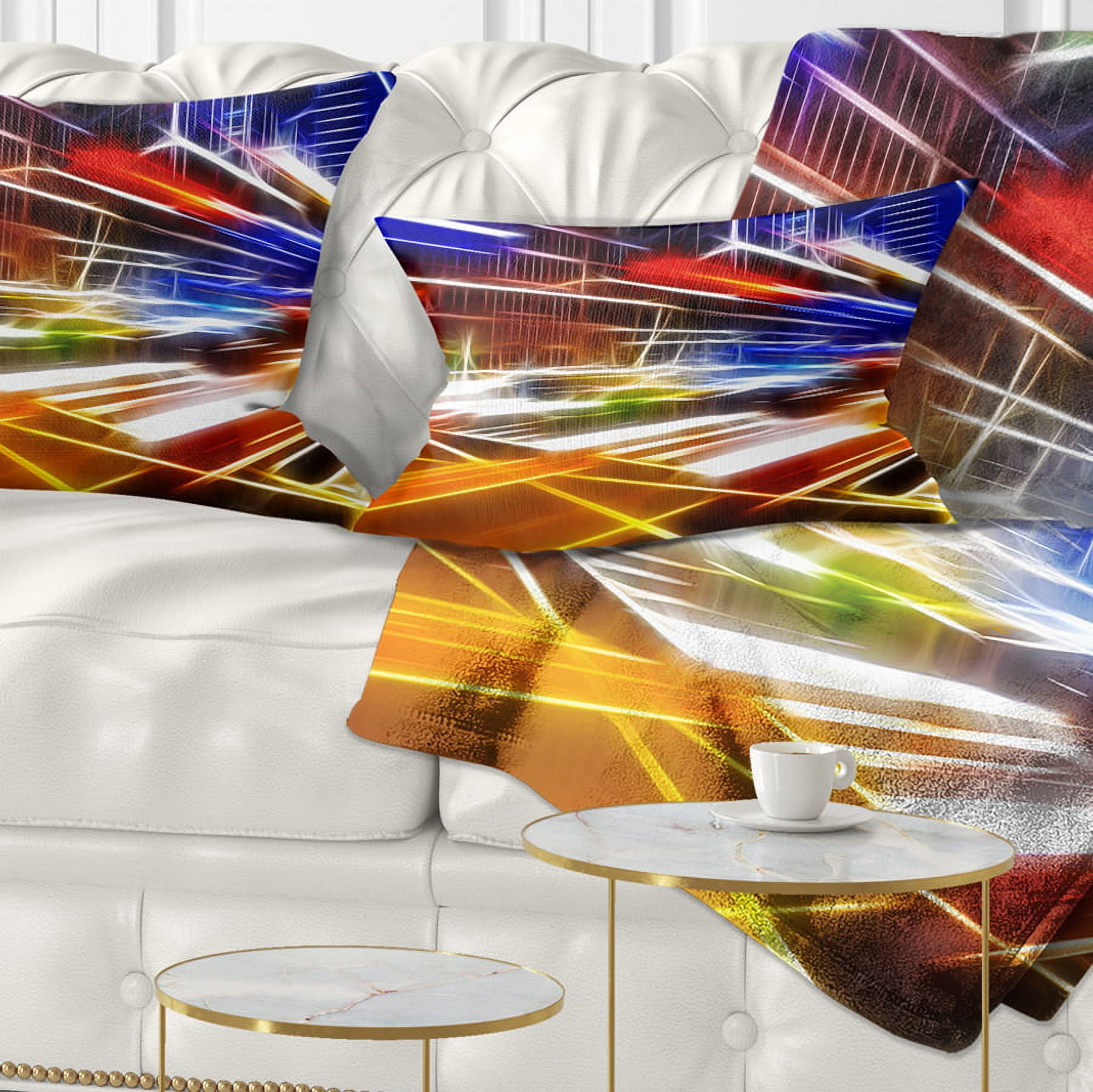 Designart High Speed Traffic Trails - Cityscape Digital Throw Pillow - 12x20