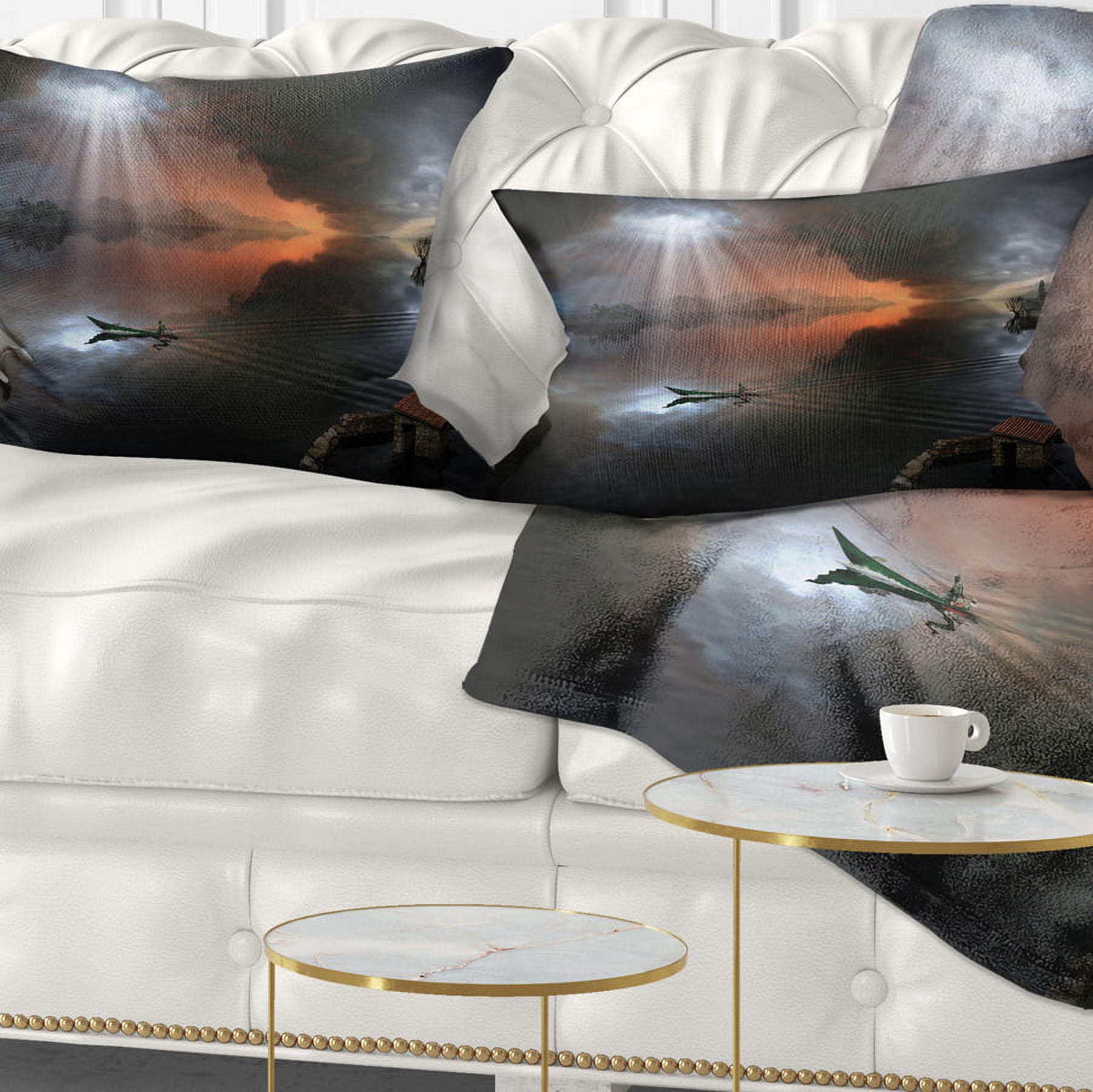 Designart High Water Photo Collage - Seascape Throw Pillow - 12x20