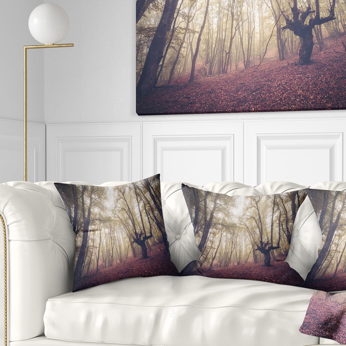 Designart High rise Trees in Forest - Landscape Photography Throw Pillow - 18x18