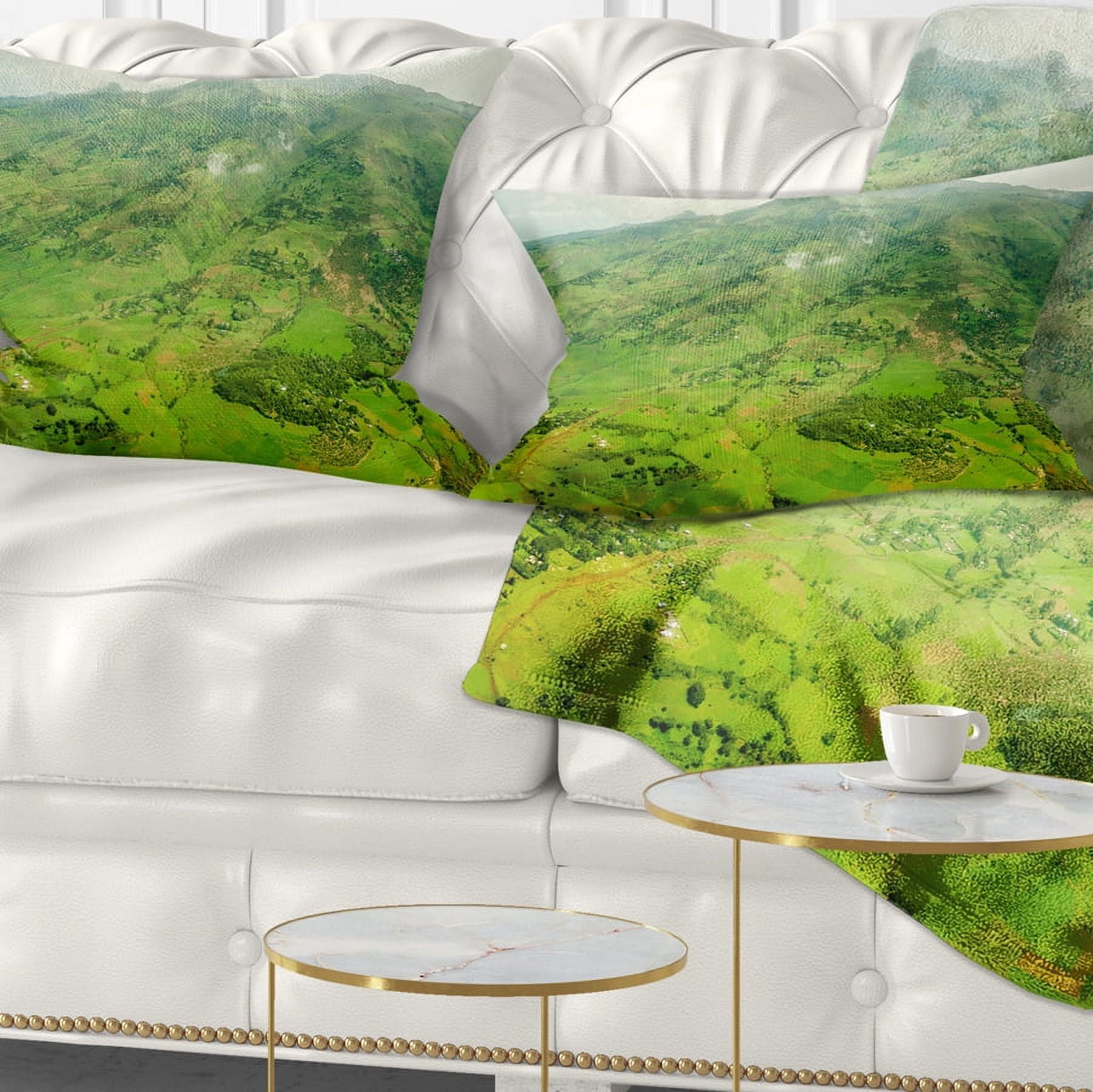 Designart Highlands around Addis Ababa - Landscape Printed Throw Pillow - 12x20