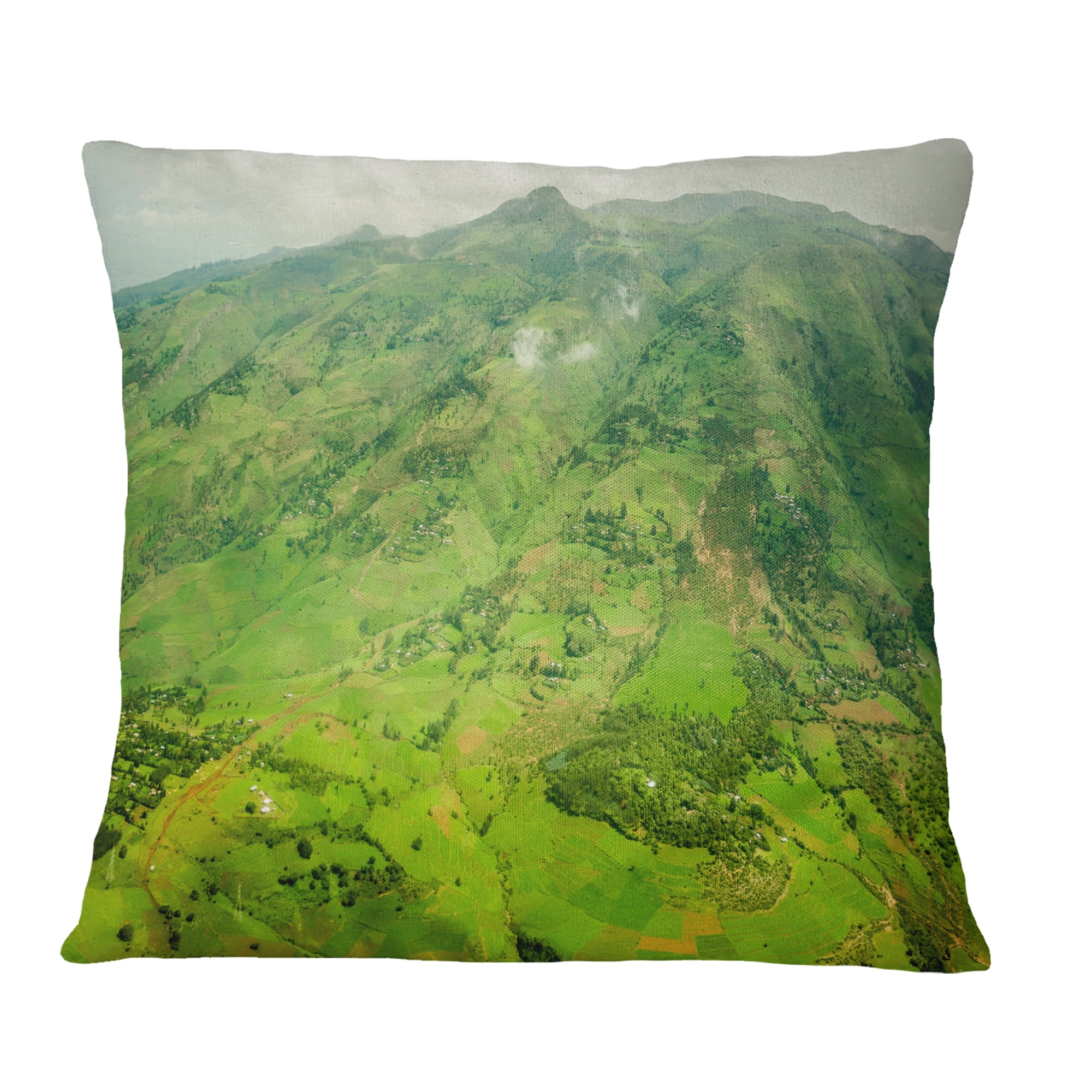 Designart Highlands around Addis Ababa - Landscape Printed Throw Pillow - 18x18