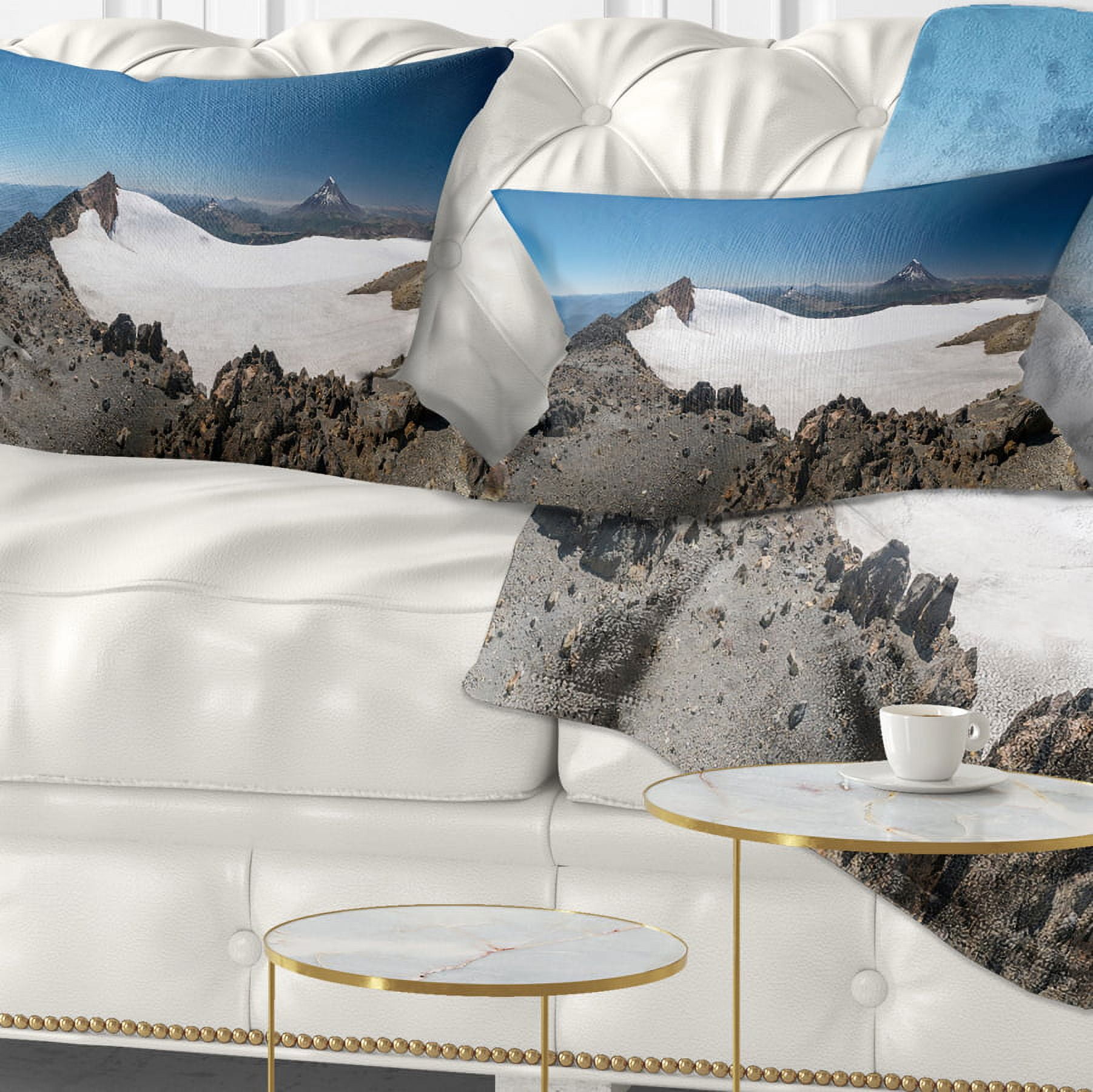 Designart Hiking to Vulkan Quetrupillan - Landscape Printed Throw Pillow - 12x20