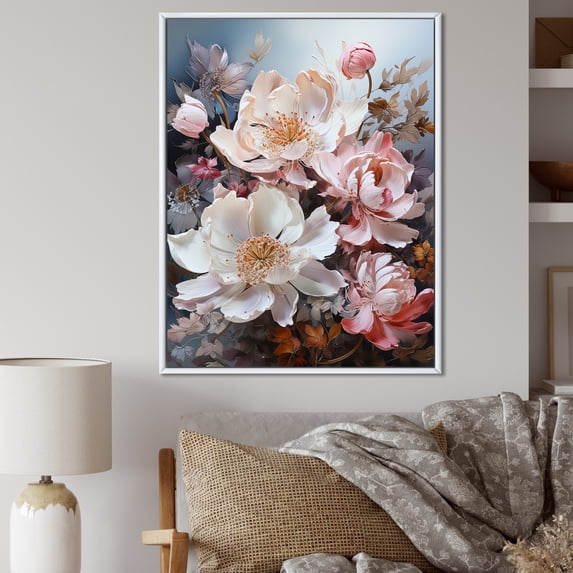 Designart "Hillside Adorned With Pink Lotus In Japan" Flowers Floater Framed Wall Art Prints