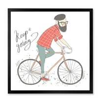 Designart 'Hipster Man Riding A Bicycle' Children's Art Framed Art Print