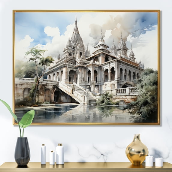 Designart "Historic Architecture in Thailand" Architecture Floater Framed Wall Art Print