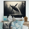 thumbnail image 1 of Designart "Historic Canadian Encounter With Whales" Coastal Coral Under Water Floater Framed Canvas Wall Art, 1 of 5