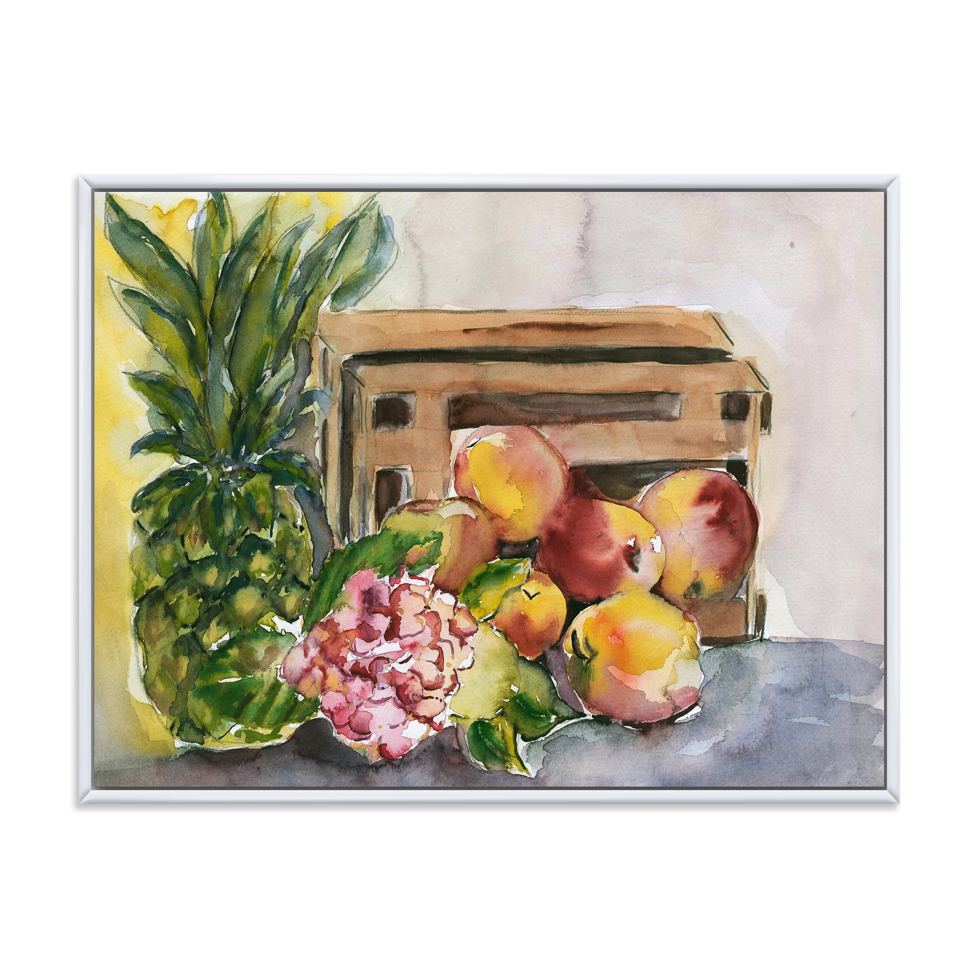 Designart 'Historic Fruits V' Farmhouse Framed Canvas Wall Art Print