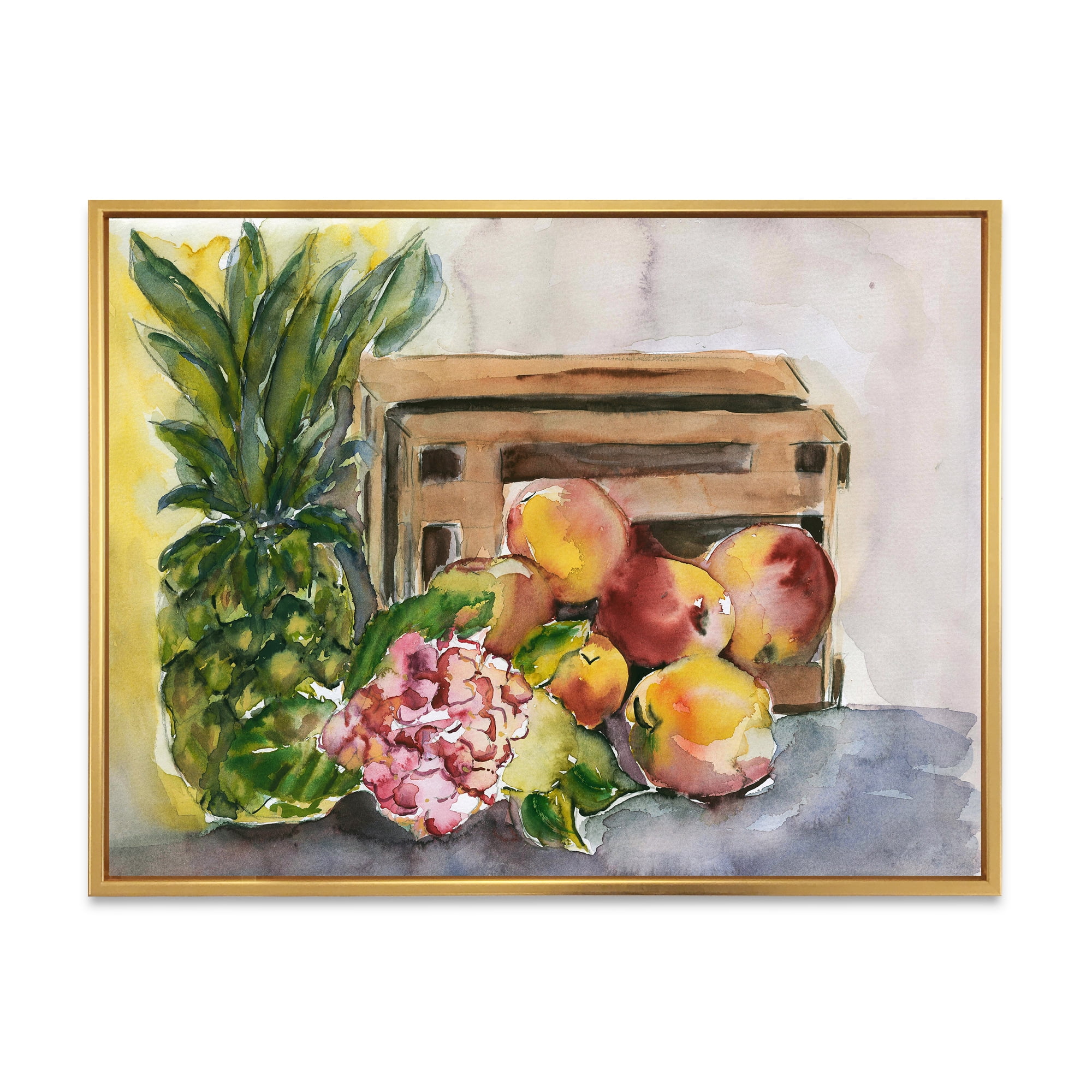 Designart 'Historic Fruits V' Farmhouse Framed Canvas Wall Art Print