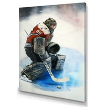 Designart Hockey Goalie During Game I Canvas Wall Art