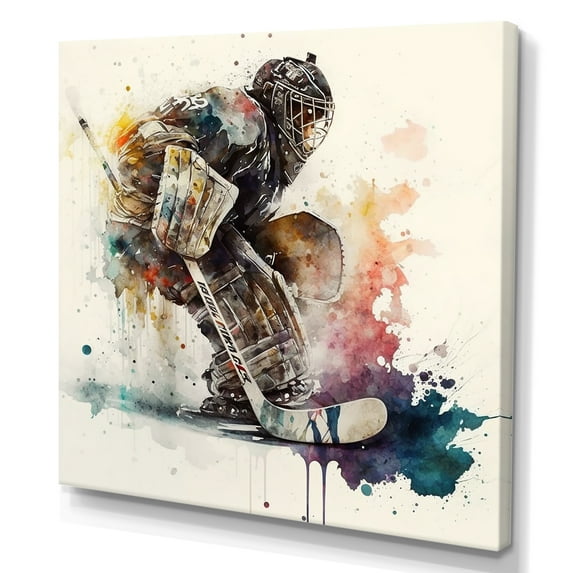Designart Hockey Goalie During The Hockey Game I Canvas Wall Art