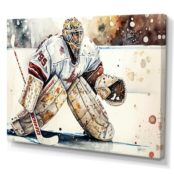 Designart Hockey Goalie On Ice During Game III Canvas Wall Art